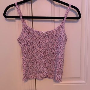 Brandy Melville Pink with Blue Flowers Tank Top